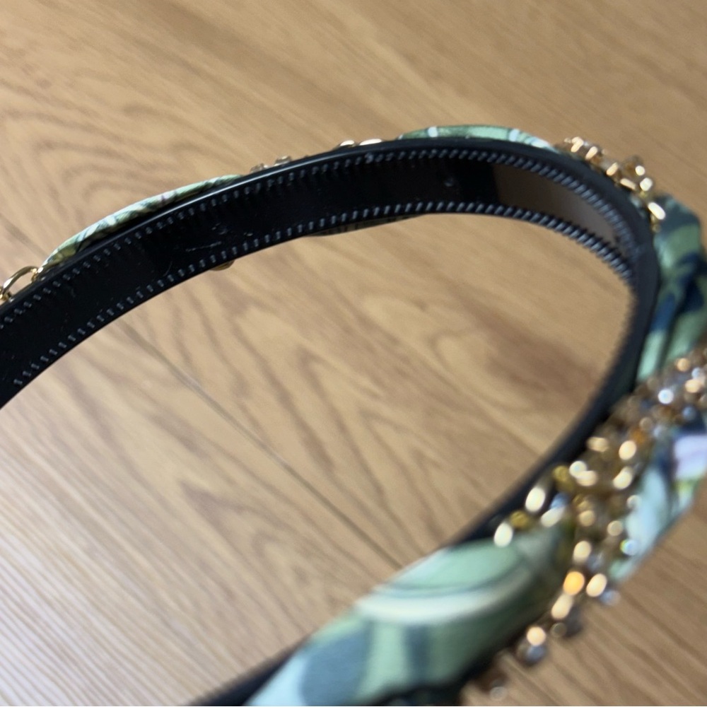 Elegant Green Patterned Headband jeweled rhinestone Korean hair accessories - Picture 3 of 5